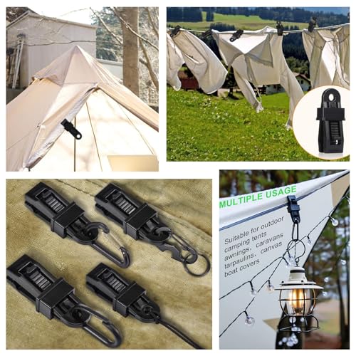 Tarp Clips Heavy Duty Lock Grip, 30Pcs Tarp Clip, Multipurpose Fix Tarp Clamps for Awnings, Camping Tent, Caravan Canopies, Shade Cloth & Tarp Tie Down Clips (30PCS-Black) - color: 30pcs-black