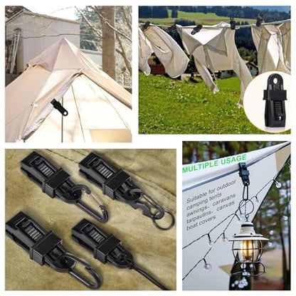 Tarp Clips Heavy Duty Lock Grip, 30Pcs Tarp Clip, Multipurpose Fix Tarp Clamps for Awnings, Camping Tent, Caravan Canopies, Shade Cloth & Tarp Tie Down Clips (30PCS-Black) - color: 30pcs-black