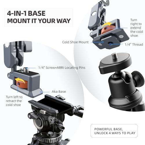 MOSENVKA 4-in-1 Magnetic Phone Mount with Arca-Swiss Base, 1/4"-20 Screw, Foldable Phone Stand with Cold Shoe for iPhone 17 16 15 Pro Max, GoPro, Vlogging