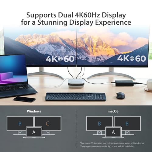j5create USB-C Dual 4K Speakerphone Dock Pro, Dual 4K HDMI Audio Dock for Video Conference, USB-A x 2, USB-C, Gigabit ethernet, Pass-Through Charging - Works with Teams, Zoom (JCDS337)