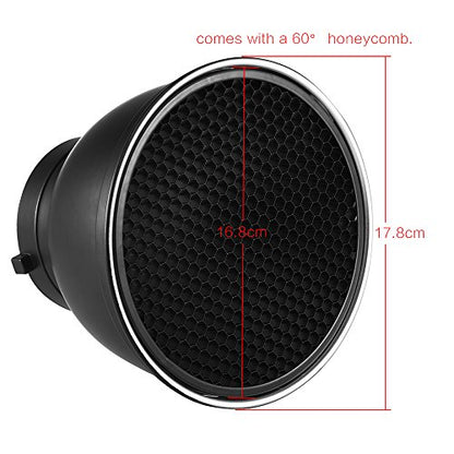 7" Standard Reflector Lamp Shade Dish Diffuser with 60° Honeycomb Grid for Bowens Mount Studio Strobe Flash Light Speedlite (with Soft Cloth)