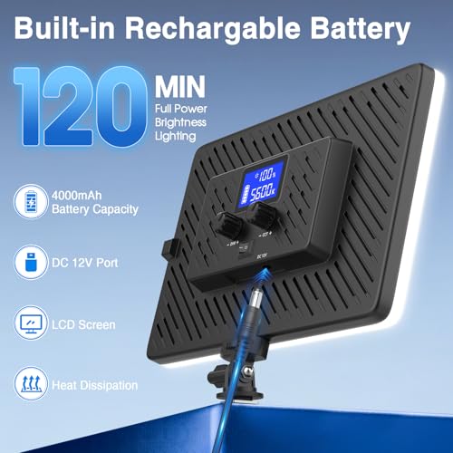 Unicucp Led Video Light Panel Light with Extendable Tripod, 4000mAh Rechargeable Camera Lighting, 2500K-8500K Photo Light for Outdoor Indoor Photography Live Streaming Zoom Calls Video Recording