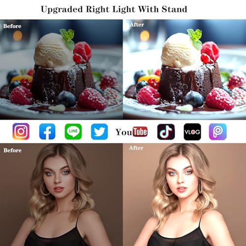 Ring Light with Stand, Desk Ring Light with Clip Upgraded 10W 3000K-6500K Travel Desktop Light for Phone Selfie Laptop Zoom Video Makeup Vlog Tiktok Live Streaming