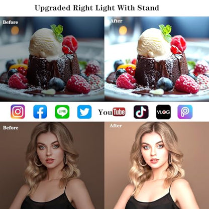 Ring Light with Stand, Desk Ring Light with Clip Upgraded 10W 3000K-6500K Travel Desktop Light for Phone Selfie Laptop Zoom Video Makeup Vlog Tiktok Live Streaming