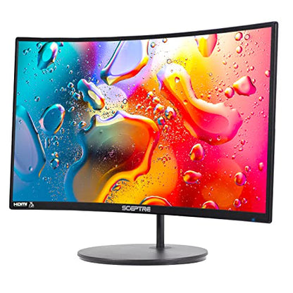 Sceptre Curved 24-inch Gaming Monitor 1080p R1500 98% sRGB HDMI x2 VGA Build-in Speakers, VESA Wall Mount Machine Black (C248W-1920RN Series) - style: 24" Curved Gaming