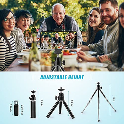 Mini Tripod for Webcam and Phone, 4-9 inch Metal Extendable Webcam Stand with Phone Holder, Tabletop Tripod - color: 4-9 inch Black