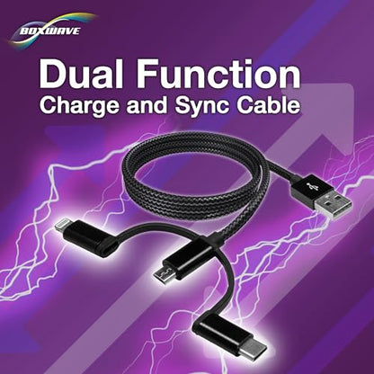 BoxWave Cable Compatible with Blackmagic Design Video Assist 3G (7 in) - AllCharge 3-in-1 Cable - Jet Black