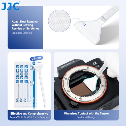 12pcs 24mm Full Frame Sensor Microfiber Cloth Cleaning Swab Cleaning Stick for Reflex & Mirrorless Digital Camera CCD CMOS Disposable Camera Sensor Swab Kit