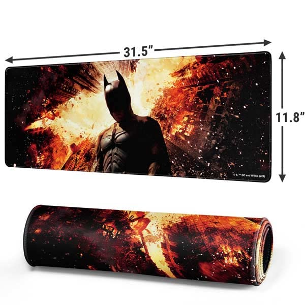 Skinit Large Gaming Mouse Pad - Officially Licensed The Dark Knight Rises Design with Stitched Edges, Waterproof, Non-Slip Rubber Base, Desk Mat for Keyboard & Mouse, 31.5" x 11.8" inches - color: Black - DRKNTR02, size: 31.5" x 11.8"