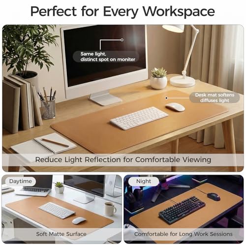 Silicone Desk Mat for Minimal, Creative, Vanity Desk – Reduces Glare, Comfortable Viewing – Writable, Non-Slip, Waterproof, Roll-Up – Food-Grade Platinum-Cured Silicone, Gift Tube（Caramel Brown） - color: Caramel Brown