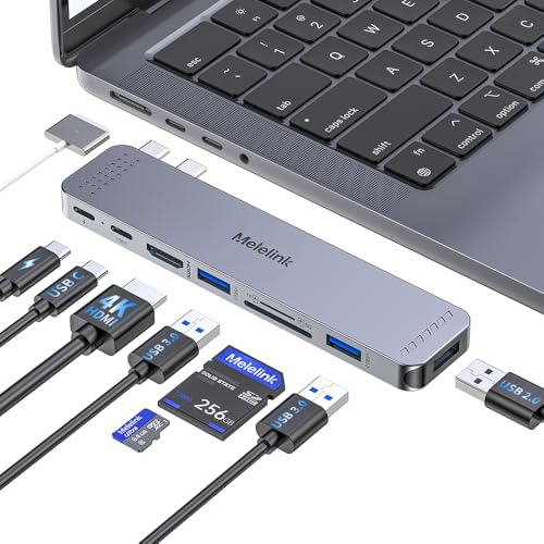 USB C Hub Adapter for MacBook Pro/Air M5 M4 M3 M2 M1 2026-2018 13" 15" 16", Mac Multiport Adapter, 8 in 2 MacBook Accessories Dongle with HDMI 4K, Thunderbolt 3, USB C&A Data Ports, SD TF Card Reader