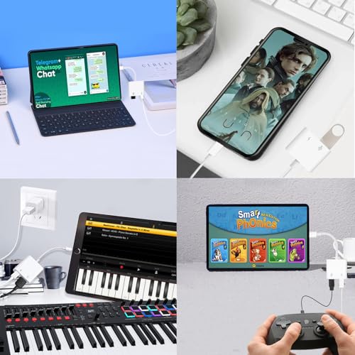 [Apple MFi Certified] Lightning to USB Camera Adapter with Charging Port for iPhone, USB 3.0 Female OTG Cable for iPad to Connect Card Reader USB Flash Drive U Disk Keyboard Mouse Hubs Midi - size: OTG + Charging Port to Lightning