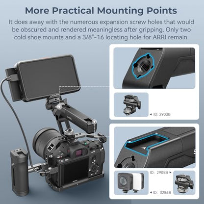 SMALLRIG Lightweight Top Handle with 3/8"-16 Locating Pins for ARRI, Tiny Camera Top Handle Only 113g, High-Strength Engineering Plastic Handle with Two Cold Shoe Mounts - 4757 - style: 3/8"-16 Locating Pins for ARRI