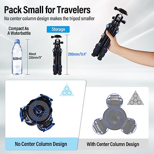 SIRUI AM203 Mini Travel Tripod with 360° B00K Ball Head, Lightweight Aluminum Tripod for Travel and Tabletop Use, Max Load 20lbs/10KG, Folded Height 11.4”, Max Height 16.7” - size: AM-203+B-00K