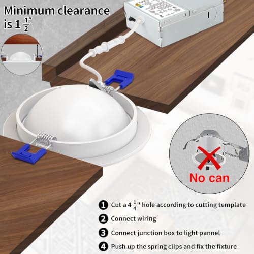 zouzai 4 Inch Gimbal LED Recessed Lights, White-Version 1.0, 6 Pack, with Junction Box, 360°+ 90° Adjustable, 5CCT 2700K-5000K, Dimmable, Canless Eyeball Downlight, CRI90+, 980LM 10W 120V, ETL - color: White-4 inch-Version 1.0, size: 6 Pack