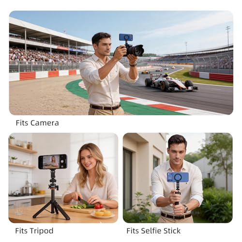 Magnetic Phone Tripod Mount Adapter with 1/4" Thread, Cold Shoe Phone Holder for Camera. Compatible with MagSafe for iPhone, 360° Rotatable, Foldable, Portable Design for Photography Video Vlog - style: Premium Magnetic