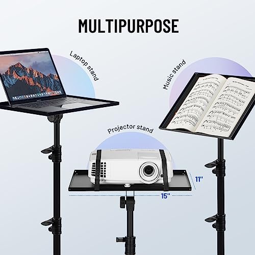 CAHAYA Projector Tripod Stand Adjustable: Height 29 to 65in Projector with Casters Universal Laptop Stand Portable Multifunctional DJ Rack Stand for Outdoor Movies Computer Book DJ Equipment CY0332 - style: Tripod Stand with Casters