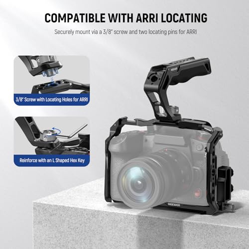 NEEWER CA007+MA006 Top Handle & Monitor Mount Set, Black, Compatible with 5" & 7" Field Monitor, Camera Cage & Gimbal, 3/8" ARRI Locating + Cold Shoe, 22lb Load Capacity - style: CA007+MA006