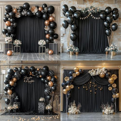 20ftx12ft Black Backdrop Curtain -Wrinkle Free Black Drapes for Birthday Parties, Photography, and Wedding Receptions-4 Panels 5FTx12FT - color: black, size: W5' x H12'(4 panels)