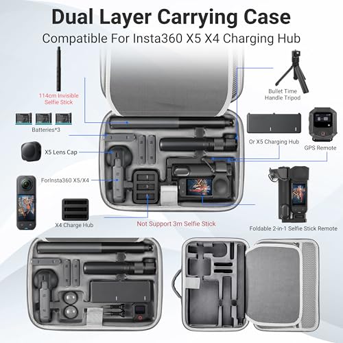 STARTRC VCR Carrying Case for Insta360 X5 Storage Protective Travel Bag for Insta 360 X5 X4 Basic Bundle Battery Fast Charge Accessories Bullet Time Handle 1.0/114CM Selfie Stic
