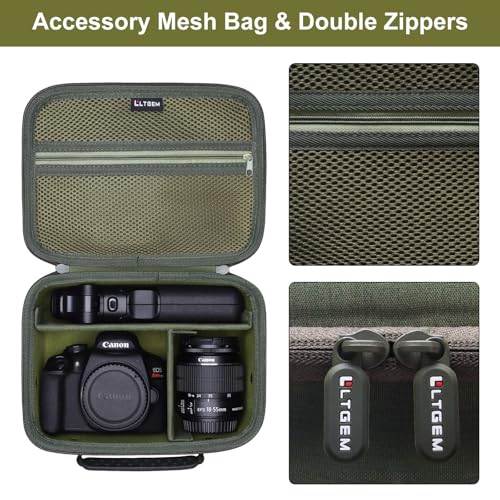 Camera Case Bag Compatible with Canon EOS Rebel T7/R50/R6 Mark II/R100/R50 V/T6/R8/R10/R5 Mark II/RP/R7/5D Mark IV/SL3/R5/T100 DSLR SLR Camera, Len and Tripod with 4 Dividers and Shoulder Strap, Green - color: Green, size: Small
