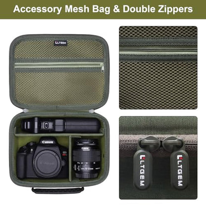 Camera Case Bag Compatible with Canon EOS Rebel T7/R50/R6 Mark II/R100/R50 V/T6/R8/R10/R5 Mark II/RP/R7/5D Mark IV/SL3/R5/T100 DSLR SLR Camera, Len and Tripod with 4 Dividers and Shoulder Strap, Green - color: Green, size: Small