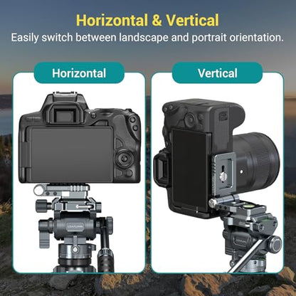 Foldable DSLR Camera L Bracket，Lightweight Camera L Bracket Vertical Horizontal Switching Tripod Quick Release Plate Compatible with Canon Nikon Sony DJI Osmo Ronin Zhiyun Stabilizer Tripod - color: Gray-L Bracket