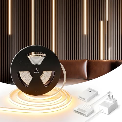 V4light LED Strip Lights for Slat Wall Recessed, 16.4ft Smart Dimmable | 2700K-6500K, CRI90+ Dot-Free Silicone Strip, Cuttable, UL Listed, for Wood Panel Under Cabinet Recessed Bedroom Kitchen