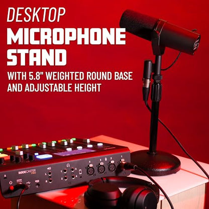 Gator Frameworks Desktop Microphone Stand with Round Weighted Base & Adjustable Height (GFW-MIC-0501) - size: 5" Weighted Base, style: Adjustable Height