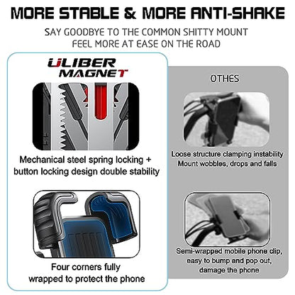 ULIBERMAGNET Motorcycle Magnetic Phone Mount,Heavy Duty Adjustable Magnetic Cell Phone Holder with Security Lock,Anti Shake 360° Rotation,Compatible with Motorcycles,ATV,UTV,Golf Cart,Car,Cruises - style: 2.24INCH Magnetic Motorcycle Phone Mounts
