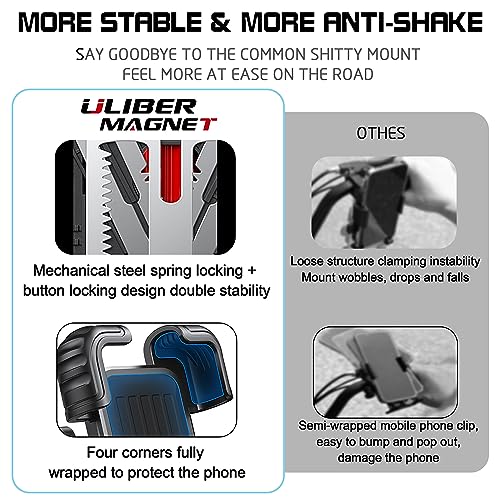 ULIBERMAGNET Motorcycle Magnetic Phone Mount,Heavy Duty Adjustable Magnetic Cell Phone Holder with Security Lock,Anti Shake 360° Rotation,Compatible with Motorcycles,ATV,UTV,Golf Cart,Car,Cruises - style: 2.24INCH Magnetic Motorcycle Phone Mounts