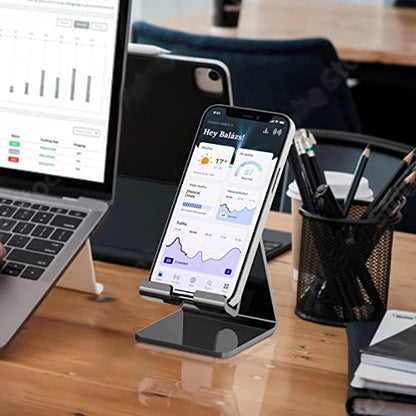 Crpich Acrylic Phone Stand, Ergonomic Design for Apple iPhone and Samsung Galaxy, Compatible with 4-8 Inch Screens, Black - color: 2-Black, size: 1 Pack