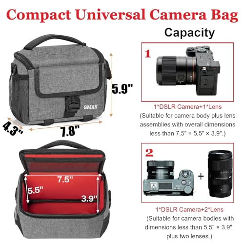 Camera Carrying Bag, Anti-Shock Camera Case Bag with Water-resistant Rain Cover Compatible for Canon EOS R50 M50 Powershot SX540 SX70, Nikon Coolpix L340 B700 P610, Panasonic LUMIX, Sony a6100 a6400 - color: Grey, size: Small