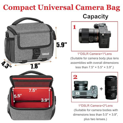 Camera Carrying Bag, Anti-Shock Camera Case Bag with Water-resistant Rain Cover Compatible for Canon EOS R50 M50 Powershot SX540 SX70, Nikon Coolpix L340 B700 P610, Panasonic LUMIX, Sony a6100 a6400 - color: Grey, size: Small
