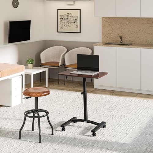 Seville Classics WEB162 Mobile Laptop Computer Desk Cart Height-Adjustable from 20.5" to 33", Slim, Walnut - color: Walnut, size: Flat (24") (NEW MODEL)