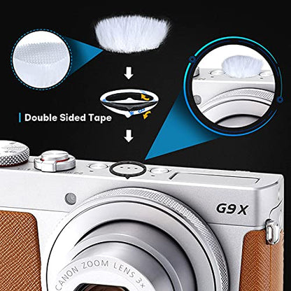 Camera Mic Windscreen, Wind Muff Compatible for Camera DSLR, G7X2 Built-in Microphone, with 16 Stickies and 8 Fur Covers by YOUSHARES(White) - size: Black