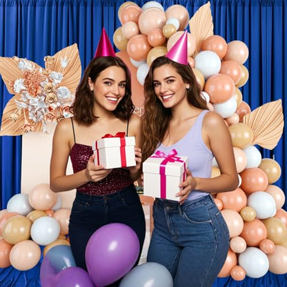 10ft x 7ft Blue Backdrop Curtains for Parties, Fabric Satin Background Curtain with Rod Pockets for Weddings, Birthday, Baby Shower, Photography, Graduation Party Backdrop Drapes, 2 Panels - color: Blue