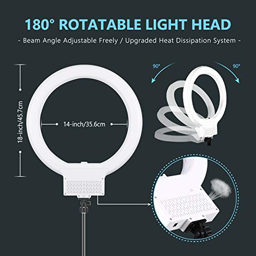 NEEWER 18 Inch Ring Light with Tripod Stand, 55W Large LED Ringlight, Cold Shoe Phone Holder Compatible with iPhone Camera for Video Recording Photography Streaming Selfie Makeup Studio Photo, RL-18