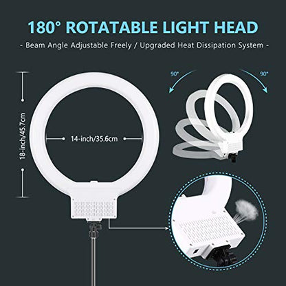 NEEWER 18 Inch Ring Light with Tripod Stand, 55W Large LED Ringlight, Cold Shoe Phone Holder Compatible with iPhone Camera for Video Recording Photography Streaming Selfie Makeup Studio Photo, RL-18