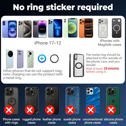 Magnetic Car Phone Mount for Magsafe 88LBS Ultra Suction Cell Phone Holder for Car Dashboard 360° Adjustable Vacuum Car Phone Holders for Your Car Compatible with iPhone 17-12 Pro Max