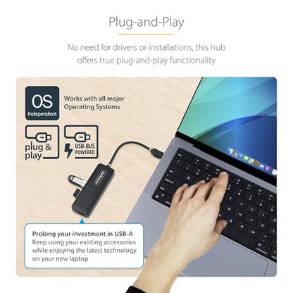 StarTech 4-Port USB-C Hub 5Gbps with 4X USB-A, Mini (H5C4A-USB-HUB) - size: 0.4 ft, style: USB-C