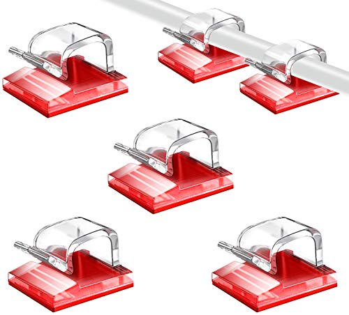 SOULWIT 50 Pcs Self Adhesive Cable Management Clips, Cable Organizers Sticky Wire Clips Cord Holder for TV PC Laptop Ethernet Cable Desktop Home Office (Clear) - color: Clear