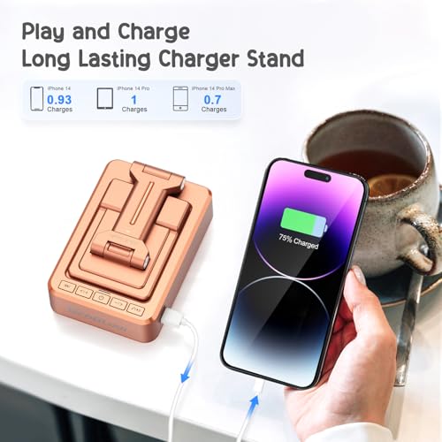 TechGlow Gifts for Men Women Foldable Cellphone Stand with Bluetooth Speaker and Charging Function Birthday Gift Idea for Mom Dad Cool Gadget Tech Gifts-Rose Gold - color: Rose Gold
