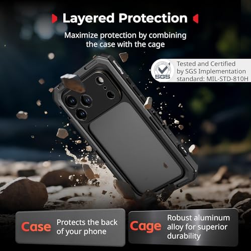 SMALLRIG Mobile Video Cage for iPhone 17 Pro Max, Case with T-Mount Lens Backplate and 17mm Threaded Lens Backplate, TPU Soft Frame, for Video Shooting and Live Streaming, Basic Edition - 5546 - style: Basic Cage
