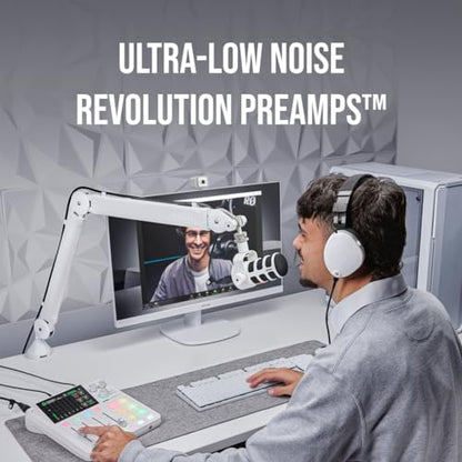 RØDE RØDECaster Duo Compact All-in-One Audio Production Solution for Podcasting, Streaming, Music Production and Content Creation (White) | Compact 2-Input Studio with Revolution Preamps, Built-in Series Iv Wireless Receiver, 5.5 Touchscreen, USB-C - colo