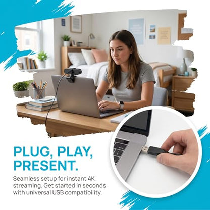 1080P Quad HD Webcam with Wide-Angle Lens USB Plug and Play PC Camera with Privacy Cover Noise-Canceling Mic for Video Calls - size: 2K One size fits all
