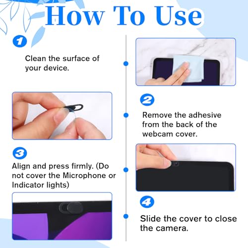 50 Pcs Webcam Cover, Black Practical Laptop Camera Cover Small Portable Phone Camera Covers for Compute Cell Phone PC Accessories to Protect Your Privacy and Security - color: Black