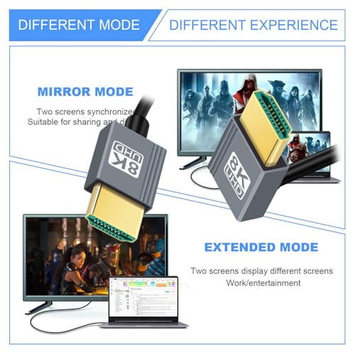 Cable HDMI 2.1 Male to HDMI Male 8K 60hz Stretch Coiled Cable Down Angled 90 Degree for HDTV Computer Laptop Monitor - style: HDMI Down Angled