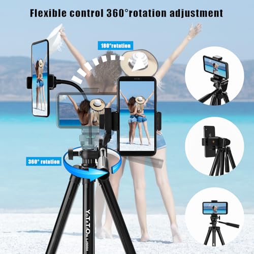60" Aluminum Phone & Camera Tripod with Gooseneck Stand, Extendable Cell Phone Tripod Stand Compatible with iPhone/Android/Action Camera is Perfect for Live Streaming/Video Recording/Selfies - size: TR60-GS