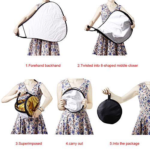 32in/80cm 5 in 1 Triangle Reflector Photography with Handle | Portable Foldable Light Diffuser for Photographers, Live Streamers, Portrait & Product Shooting